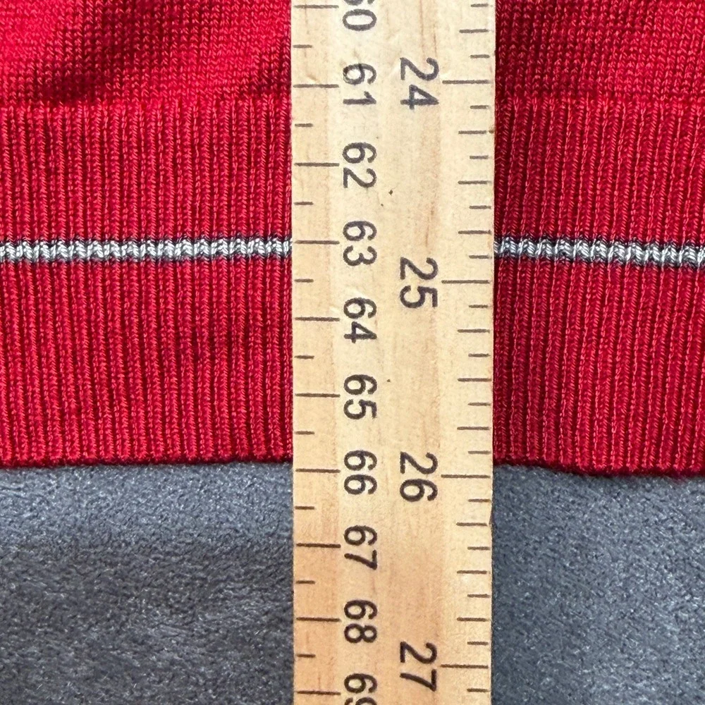 Banana Republic Sweater Mens XL Red Striped Silk‎ Cashmere Blend V-Neck Pullover